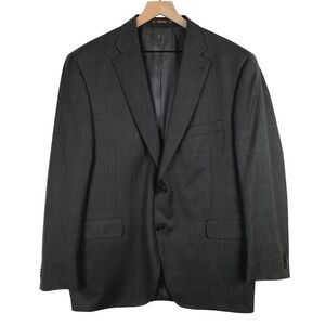 PETER MILLAR Windowpane 100% Wool Jacket 44R Charcoal Gray Blazer Coat Canada